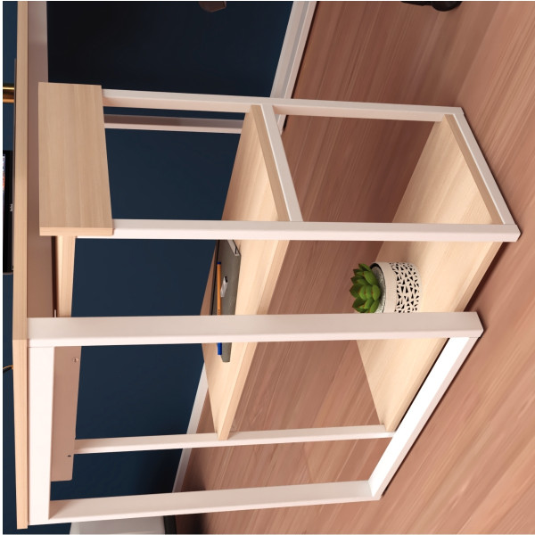 Option rangement 3 tablettes pour bureau modulable chêne/blanc