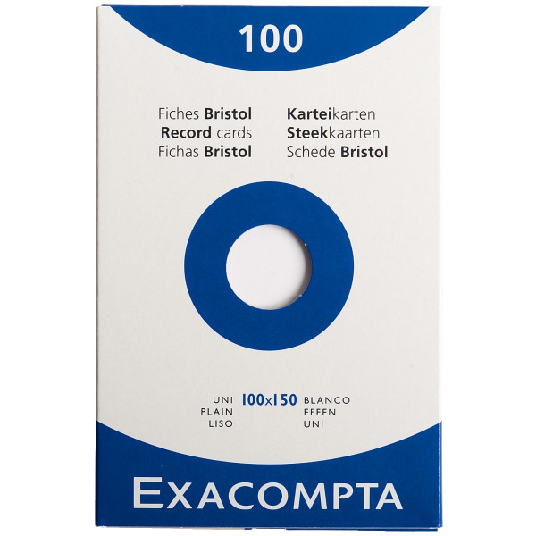Boîte de 100 fiches bristol non perforées carte forte 205 g uni blanc format 10 x 15 cm