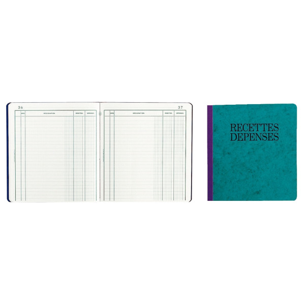 Piqûre de 80 pages recettes/dépenses format 21 x 19 cm