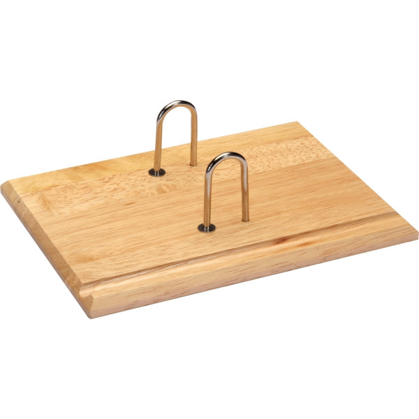 Socle en bois verni 2 anneaux métal