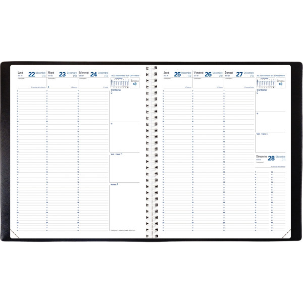 Agenda semainier Eurequart plastique noir