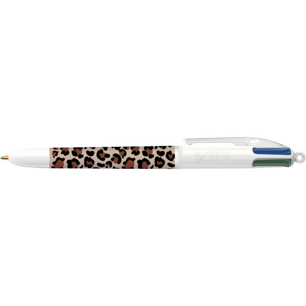 Stylo bille 4 couleurs Léopard beige