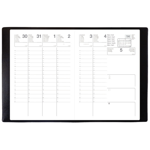 Agenda semainier EXDI 9x13cm noir