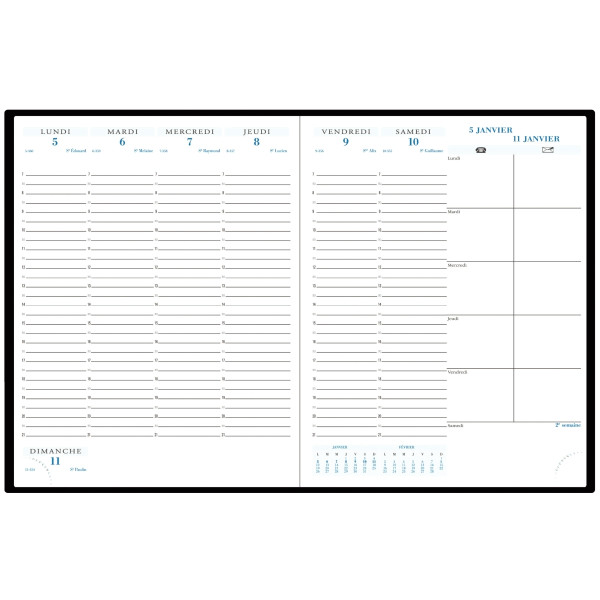 Agenda semainier Horizon 21x27cm noir