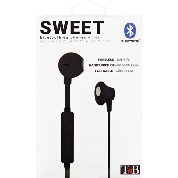Ecouteurs Bluetooh tour de cou TNB noir. - Écouteurs intra-auriculaires. - Contrôle du volume et des pistes de lecture.