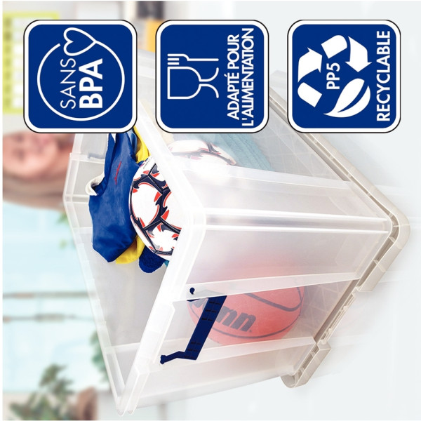 Boite de rangement 85L transparente