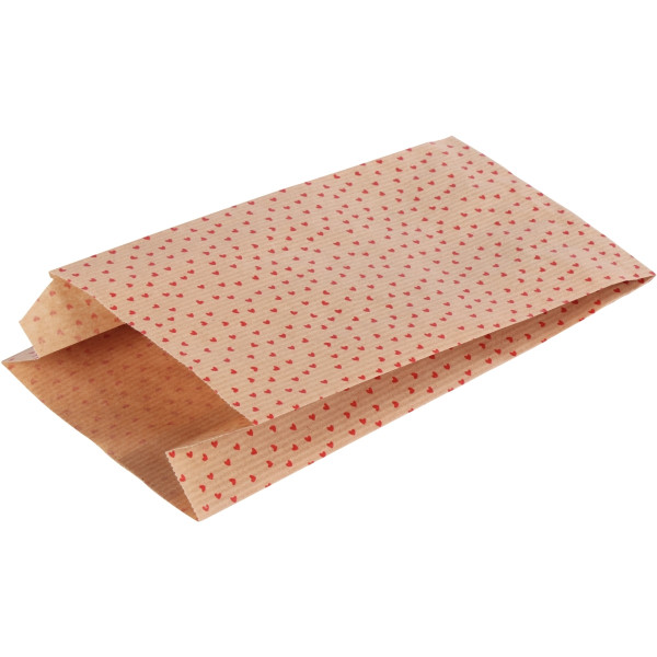 Sachet de 50 pochettes kraft 11x21+5cm cœurs