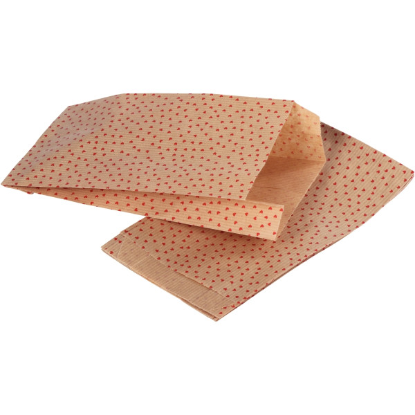 Sachet de 50 pochettes kraft 11x21+5cm cœurs
