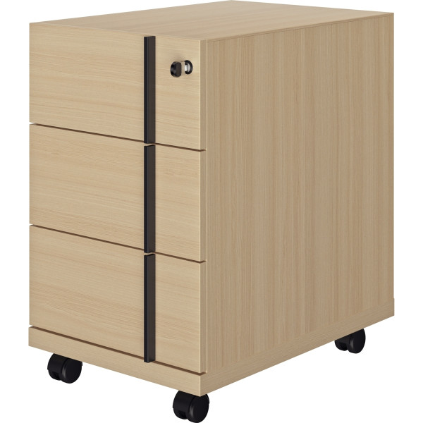 Caisson mobile 3 tiroirs E-Motion chêne structuré
