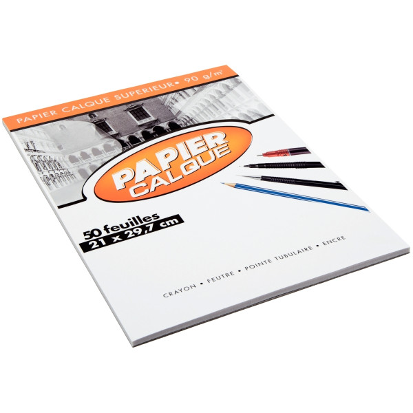 Bloc de 50 feuilles de papier calque 21x29,7cm 90g EXCELLENCE