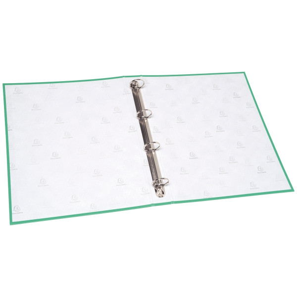 Classeur 4 anneaux en carton plastifié, format A4, dos 4 cm, vert