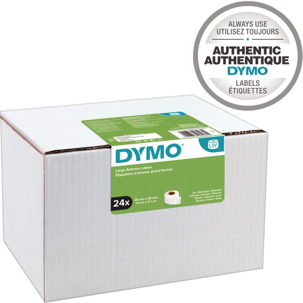 Boite de 2 rouleaux de 260 étiquettes adresse 36 x 89 mm