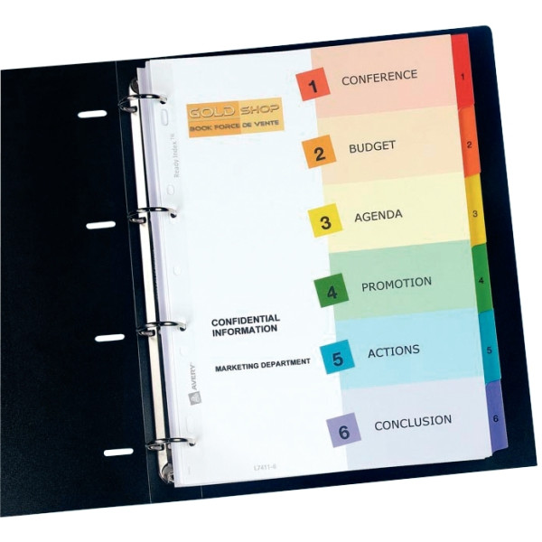 Jeu de 6 intercalaires Ready Index format A4