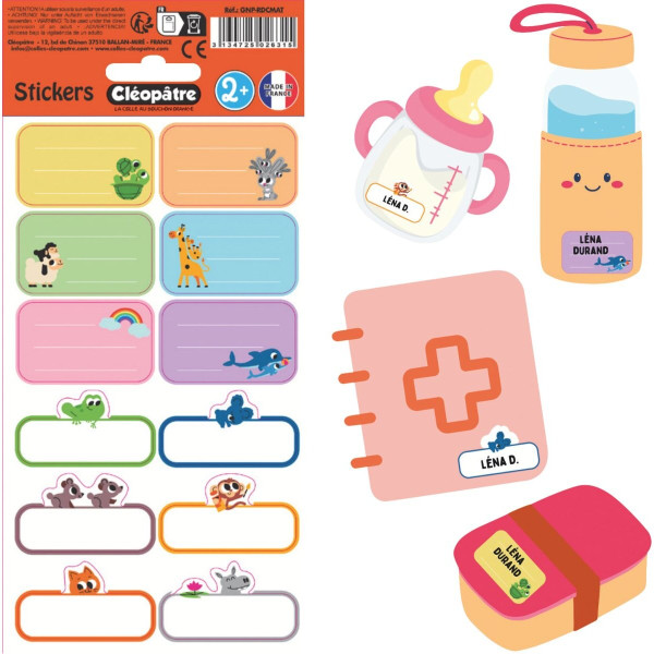 Etui de 12 étiquettes scolaires multiformats primaires