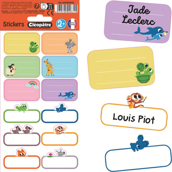 Etui de 12 étiquettes scolaires multiformats primaires