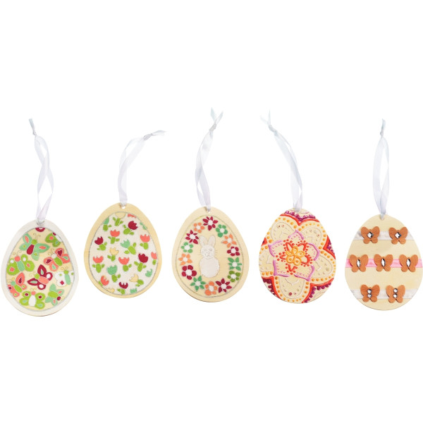 Lot de 24 suspensions oeufs en bois, grand modèle
