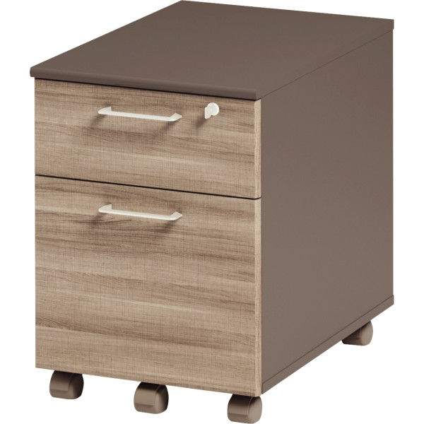 Caisson mobile 2 tiroirs Jazz+ L42xH60xP60cm chêne gris