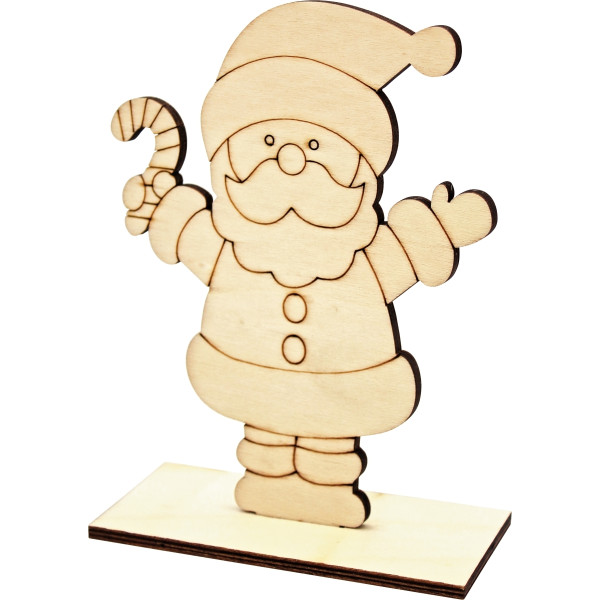 Père Noël en bois sur socle