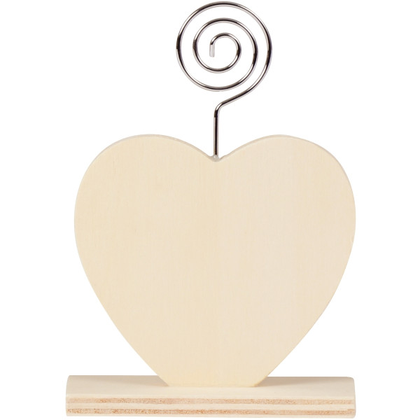 Lot de 6 porte-photos coeur en bois
