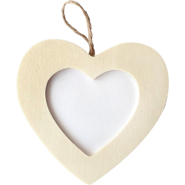Lot de 10 cadres coeur à suspendre en bois
