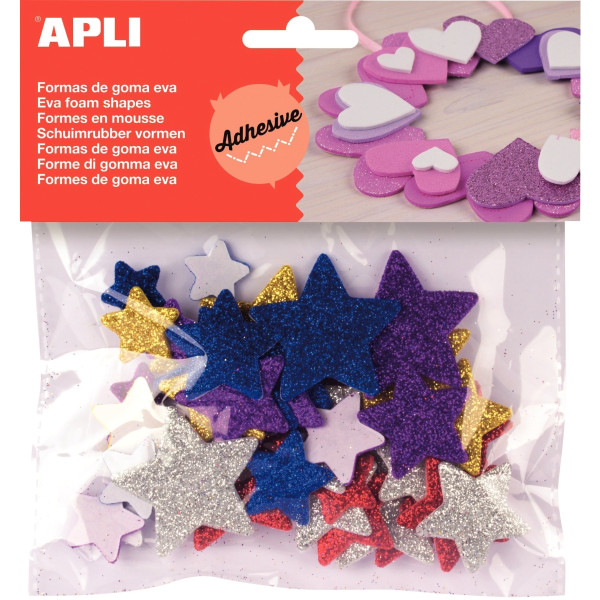 Sachet de 50 étoiles en mousse adhésive pailletée