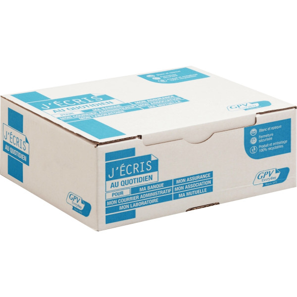 Boite de 500 enveloppes blanches 110x220mm 90g bande siliconnée fenêtre 35x100mm