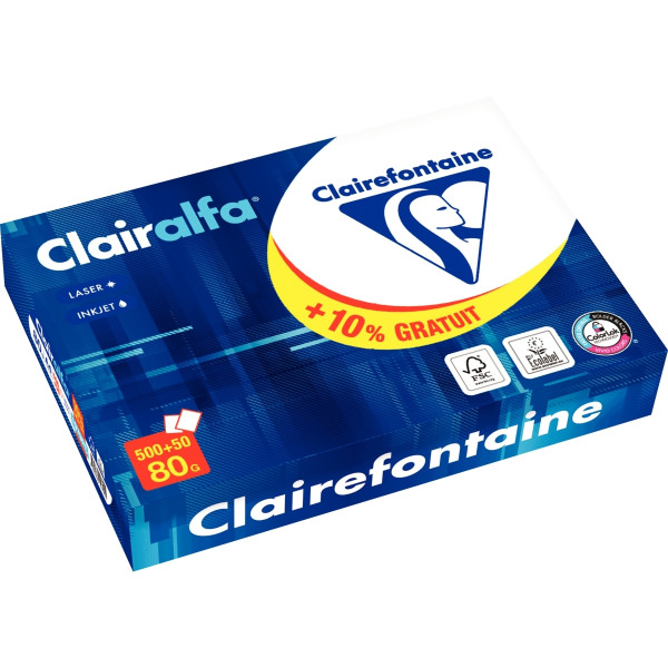 Ramette de 550 feuilles format A4 80g blanc CLAIRALFA