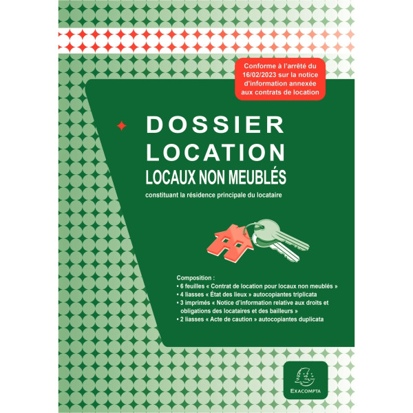 Paquet de 5 dossiers de contrats de location locaux non meublés