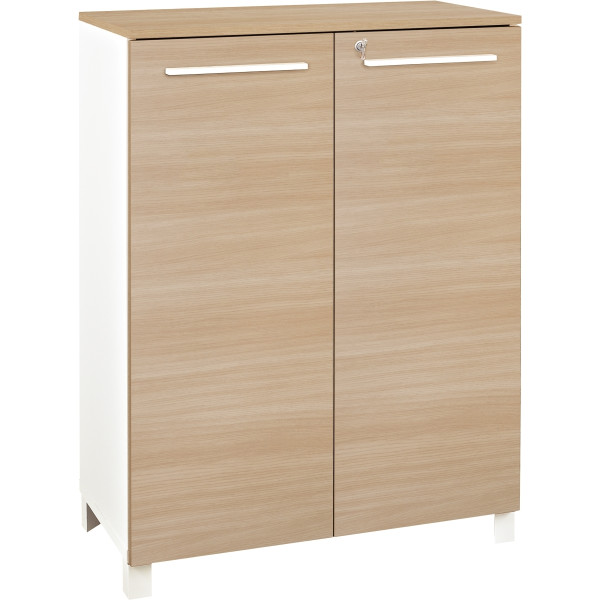 Rangement mi-haut 2 portes Sunday L80xH114xP42cm chêne