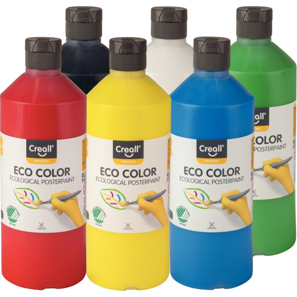 Carton de 6 Flacons 500 ml de gouache biologique Creall Eco Color