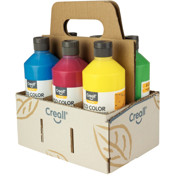 Carton de 6 Flacons 500 ml de gouache biologique Creall Eco Color