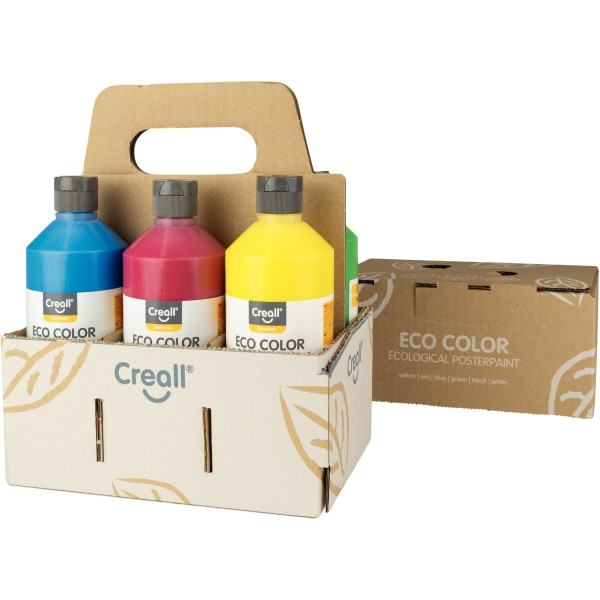 Carton de 6 Flacons 500 ml de gouache biologique Creall Eco Color