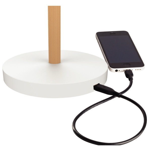 Lampe LED Vicky bois et blanc