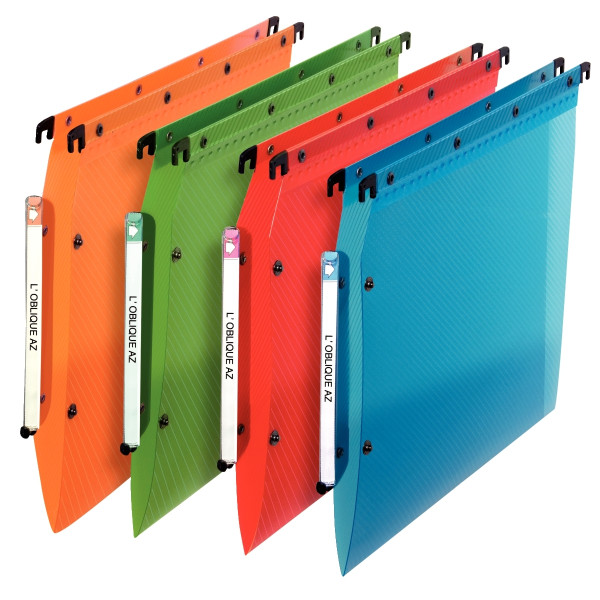 Paquet de 10 dossiers suspendus en polypropylène translucide 5/10ème pour armoire, dos V, coloris as