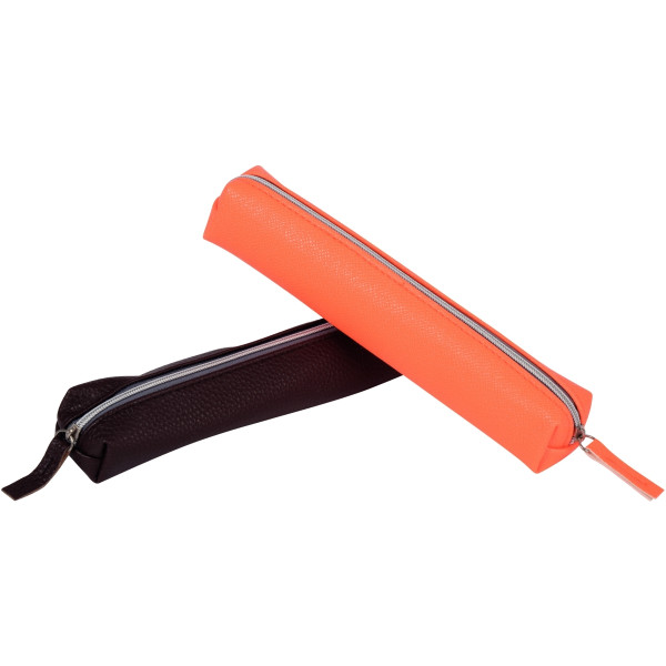 Mini trousse simili cuir orange fluo