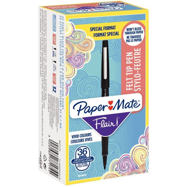 Pack de 36 feutres Flair noirs dont 6 gratuits