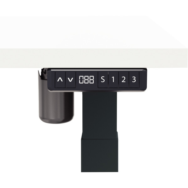 Bureau à réglage électrique Guera 2 L140xP80cm plateau blanc/piètement noir