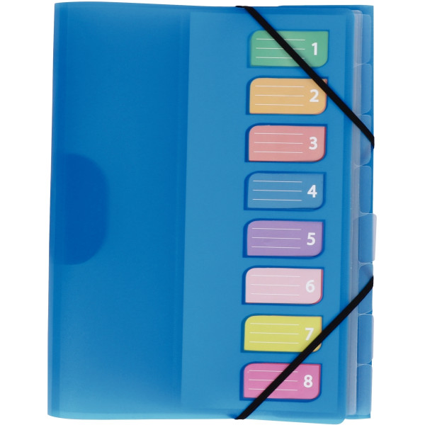 Trieur en polypropylène 3 rabats + élastiques COLOR FRESH 8 compartiments, coloris assortis