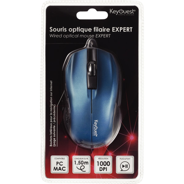 Souris filaire optique KeyOuest Expert couleur bleu