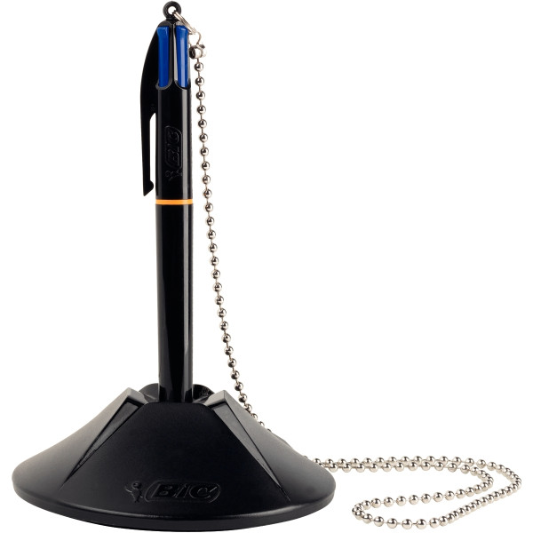 Stylo bille sur socle bleu