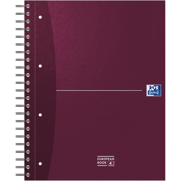Cahier à reliure intégrale EUROPEAN BOOK format A4+, seyès, 240 pages perforées, coloris assortis