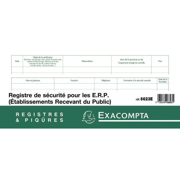 Registre de Sécurité pour les ERP (Établissements Recevant du Public)