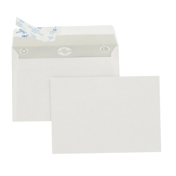 Boîte de 500 enveloppes blanches format C6 114x162 90g/m² bande de protection