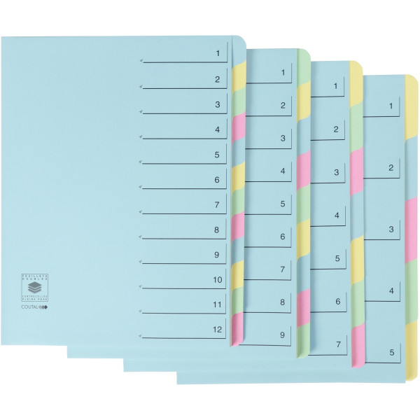 Trieur en carte dossier 7 compartiments, bleu