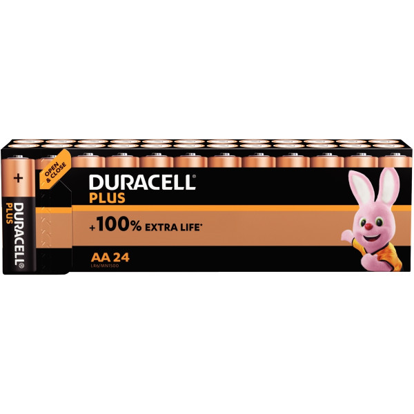 Blister de 24 Piles 1.5V LR06 alcaline DURACELL à la marque PLUS