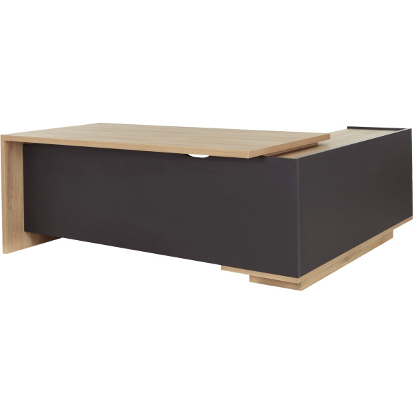 Bureau retour gauche L200/218xH75xP90/180cm avec rangements chêne du bocage/anthracite BRABANT