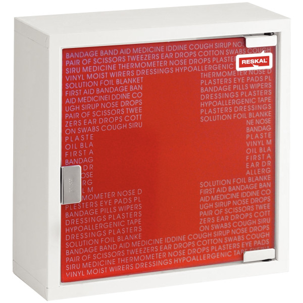 Armoire à pharmacie petit modèle métal/verre trempé rouge