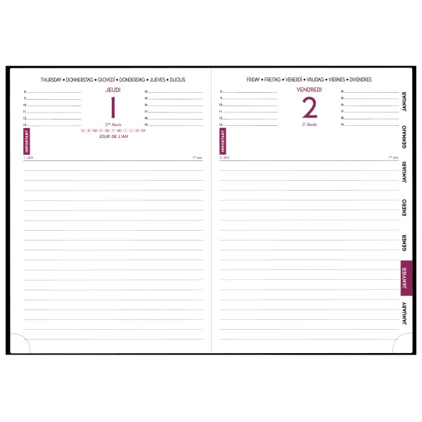 Agenda 1 jour par page Journal17 noir