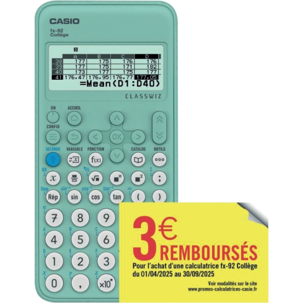 Machine à calculer scientifique Casio FX92 New Spéciale Collège Classwiz