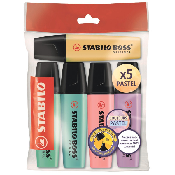 Ecopack de 5 surligneurs Stabilo pastel